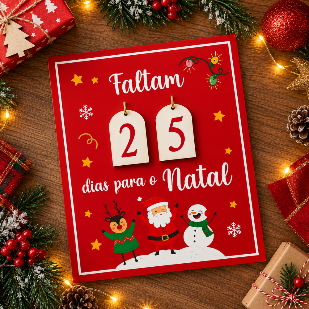 Placa Decorativa de Natal Contagem Regressiva 20x25cm Rio Master