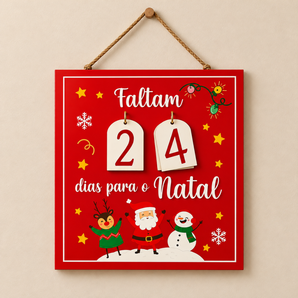 Placa Decorativa de Natal Contagem Regressiva 20x25cm Rio Master