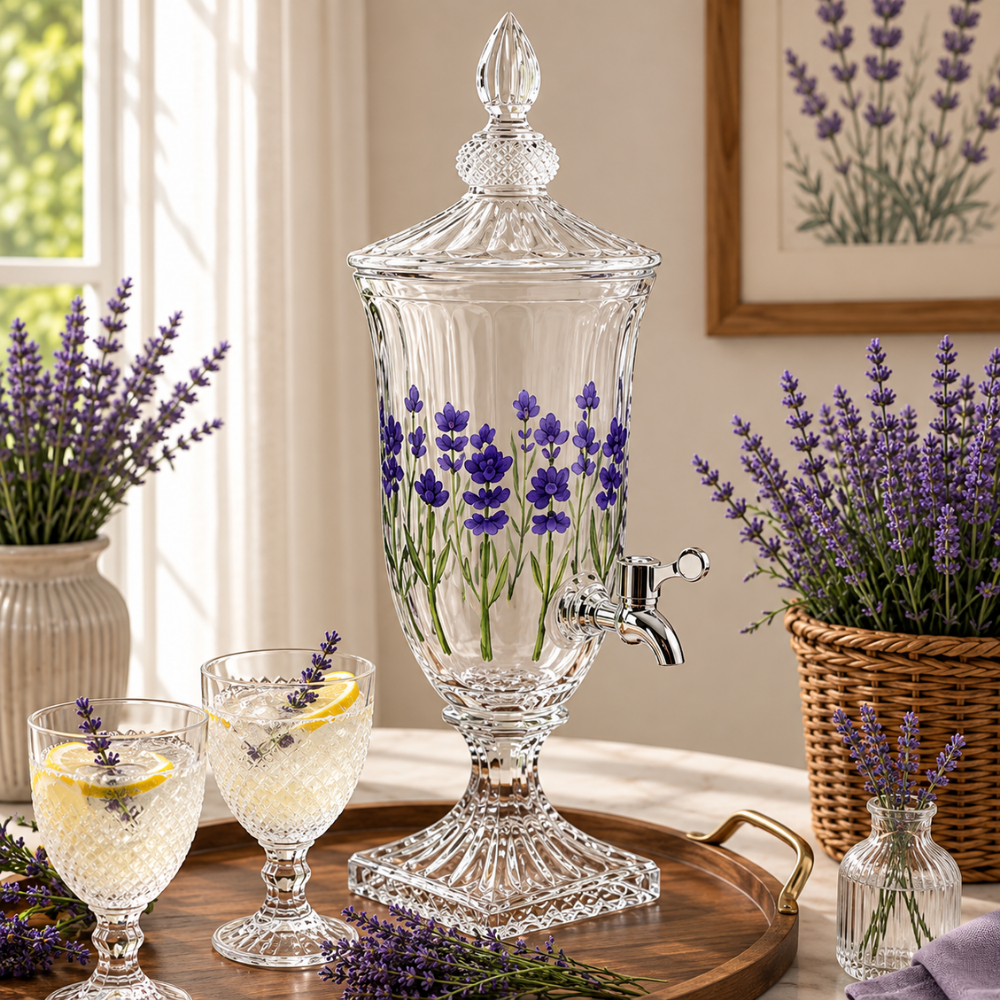 Suqueira com Pé e Tampa Lavanda Hand Painting 2L Coliseu