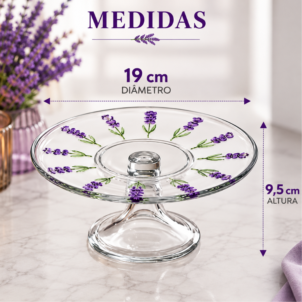 Prato com Pé Lavanda Hand Painting 19cm Cristal Coliseu