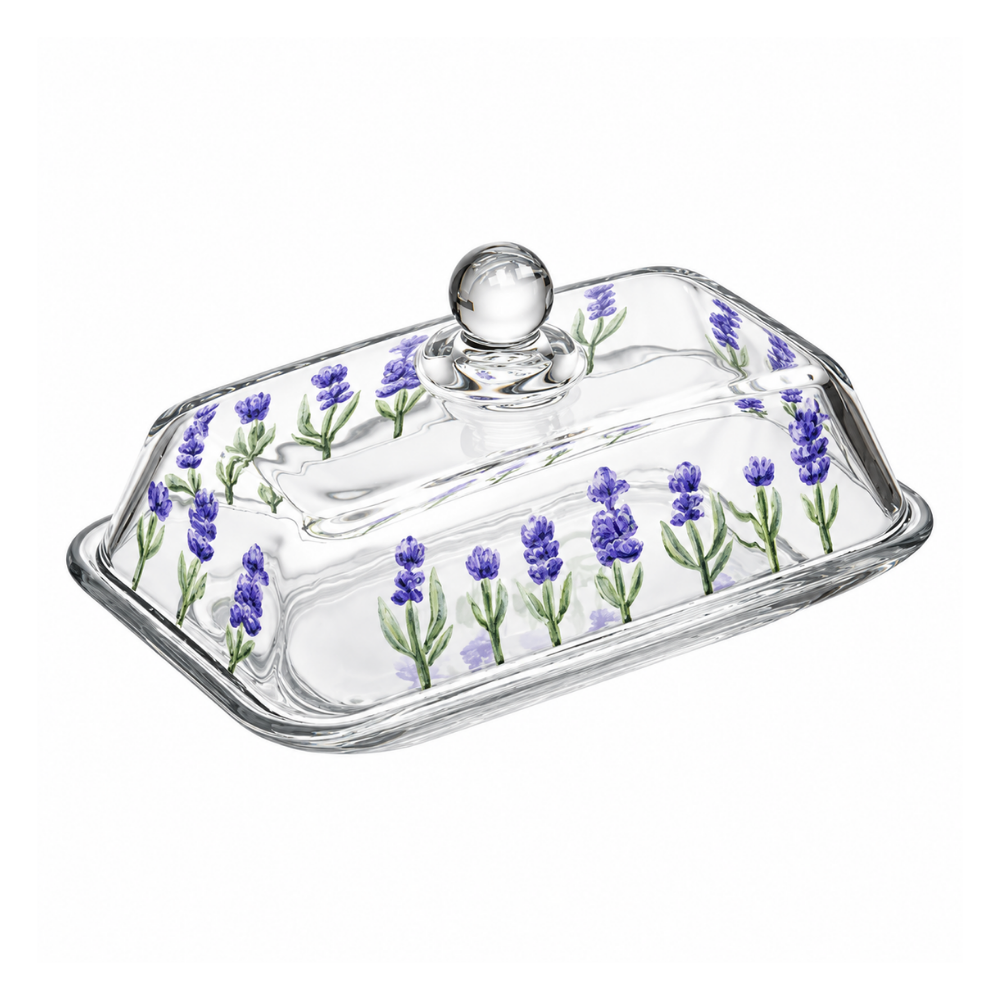 Manteigueira Lavanda Hand Painting 17cm Cristal Coliseu
