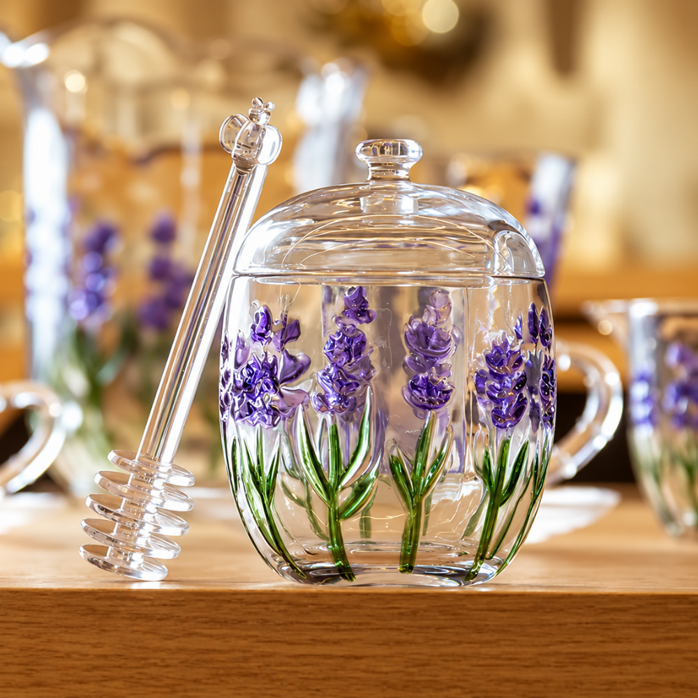Meleira com Pegador e Tampa Lavanda Hand Painting 250ml Coliseu