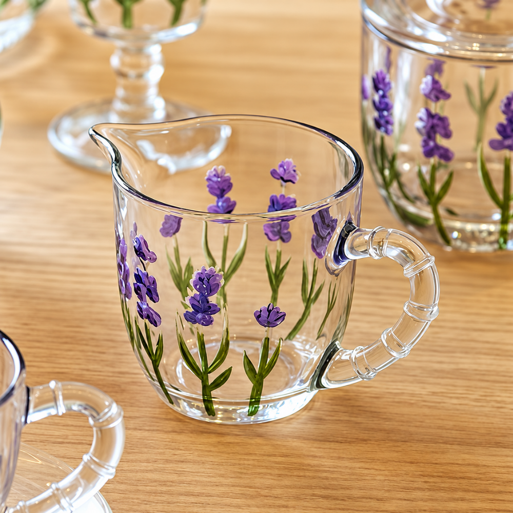 Leiteira Lavanda Hand Painting 240ml Cristal Coliseu