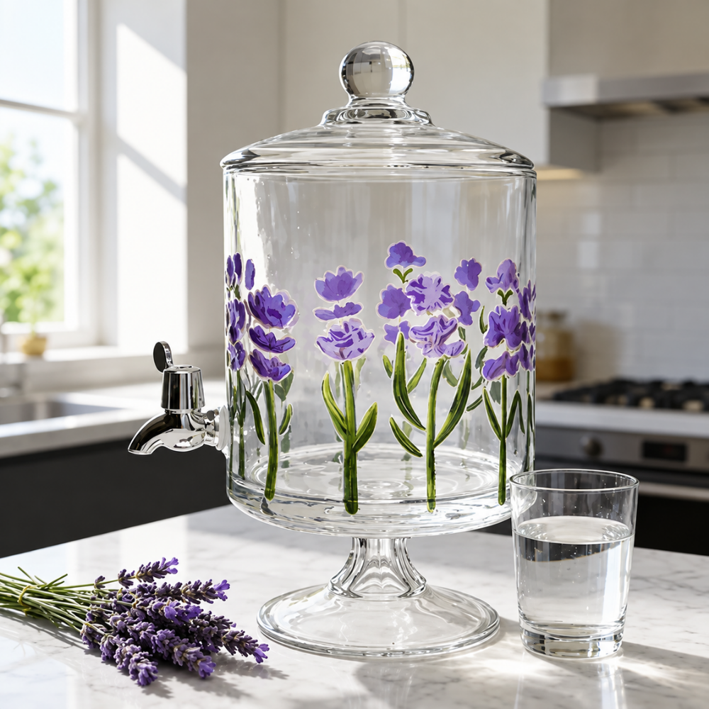 Suqueira Bold com Pé e Tampa Lavanda Hand Painting 4,5L Coliseu