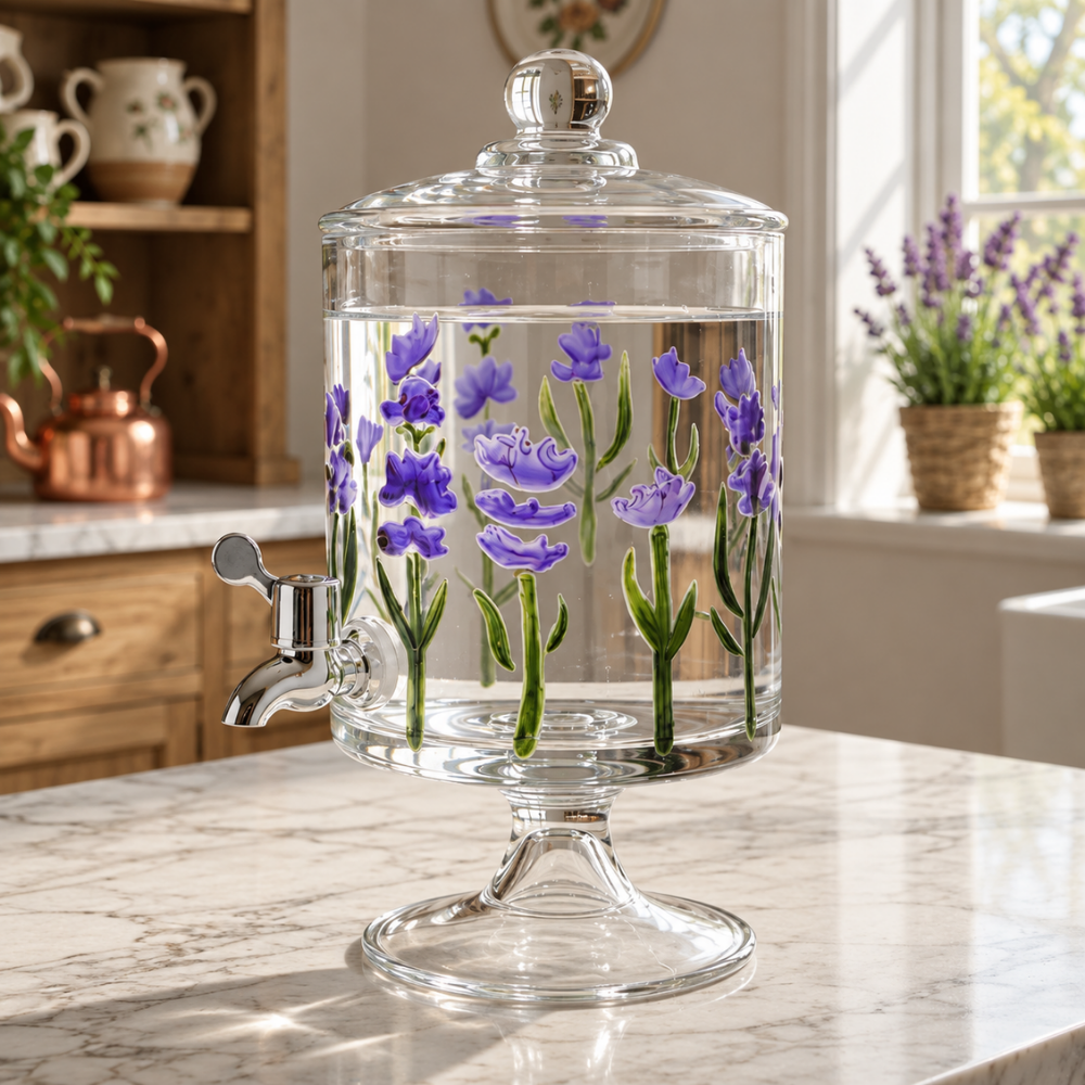 Suqueira Bold com Pé e Tampa Lavanda Hand Painting 4,5L Coliseu
