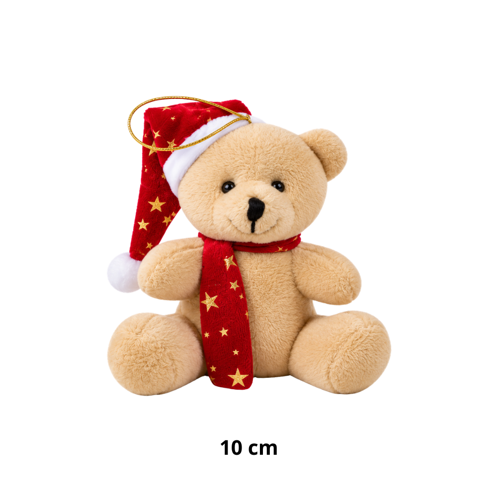 Urso de Pelúcia Enfeite Pequeno de Natal 10cm Multiar