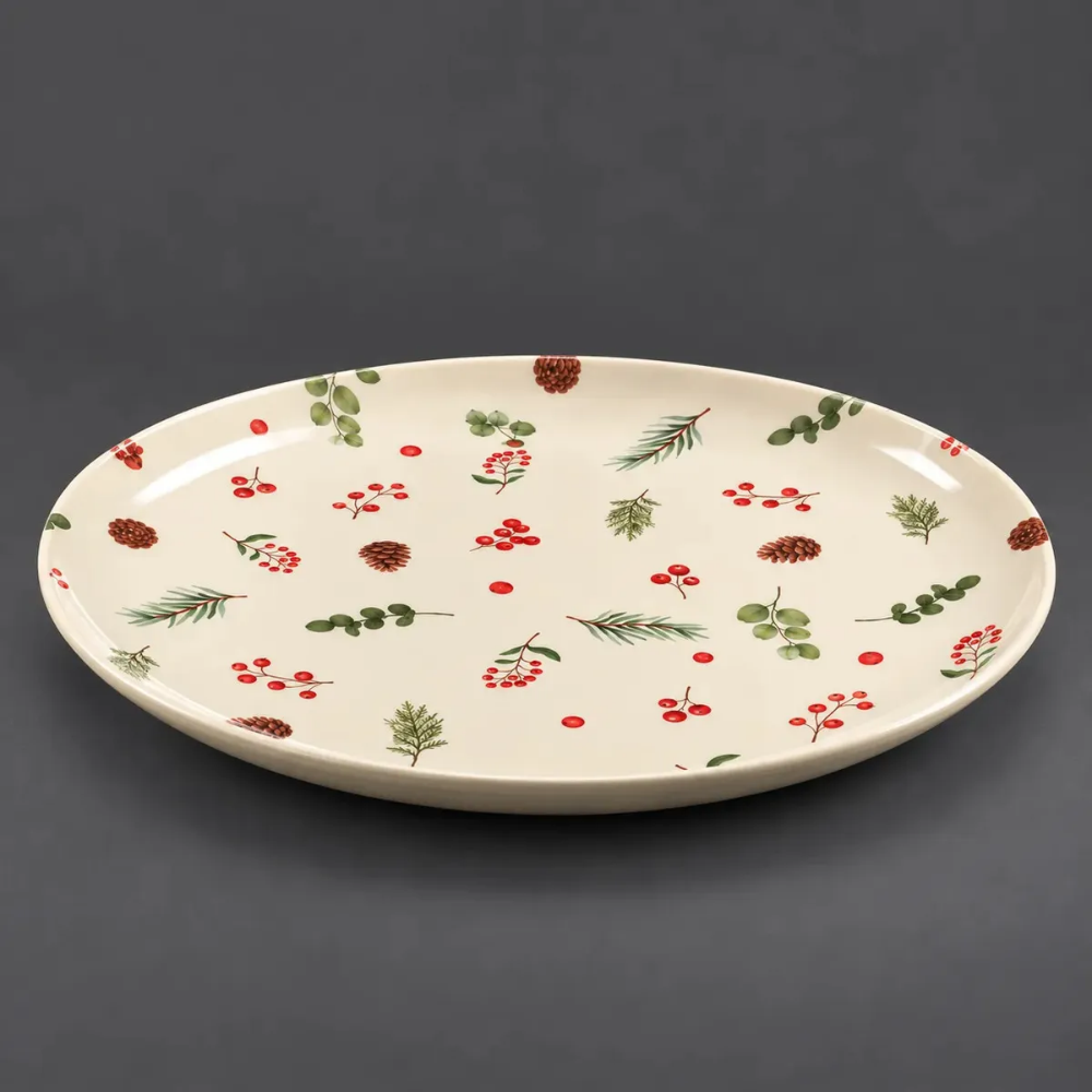Prato de Sobremesa Berries e Folhas 20,3cm Melamina Multiart