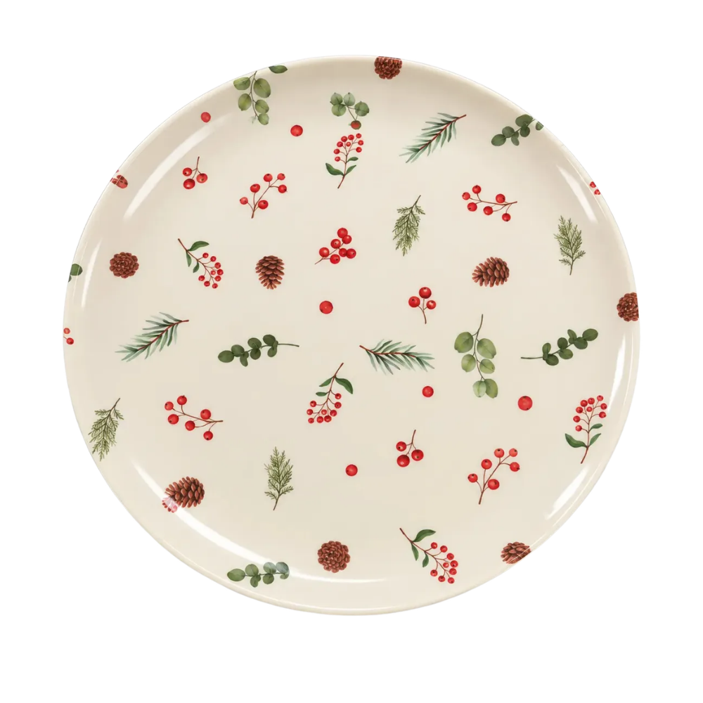 Prato de Sobremesa Berries e Folhas 20,3cm Melamina Multiart