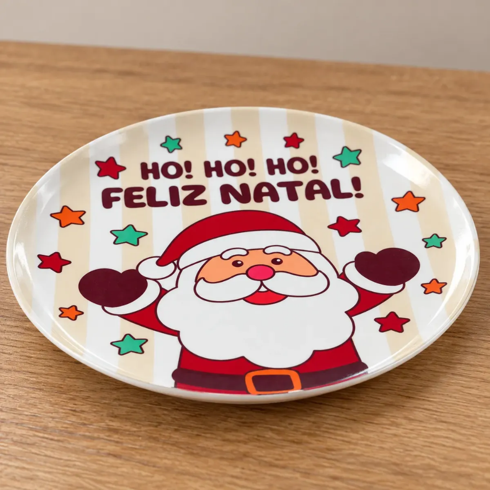 Prato Raso Presentes do Noel 25,4cm Melamina Multiart