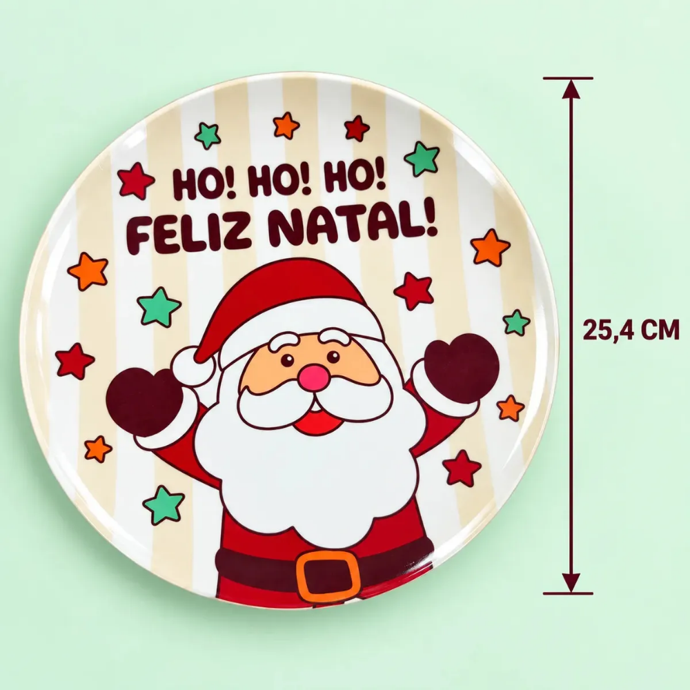 Prato Raso Presentes do Noel 25,4cm Melamina Multiart