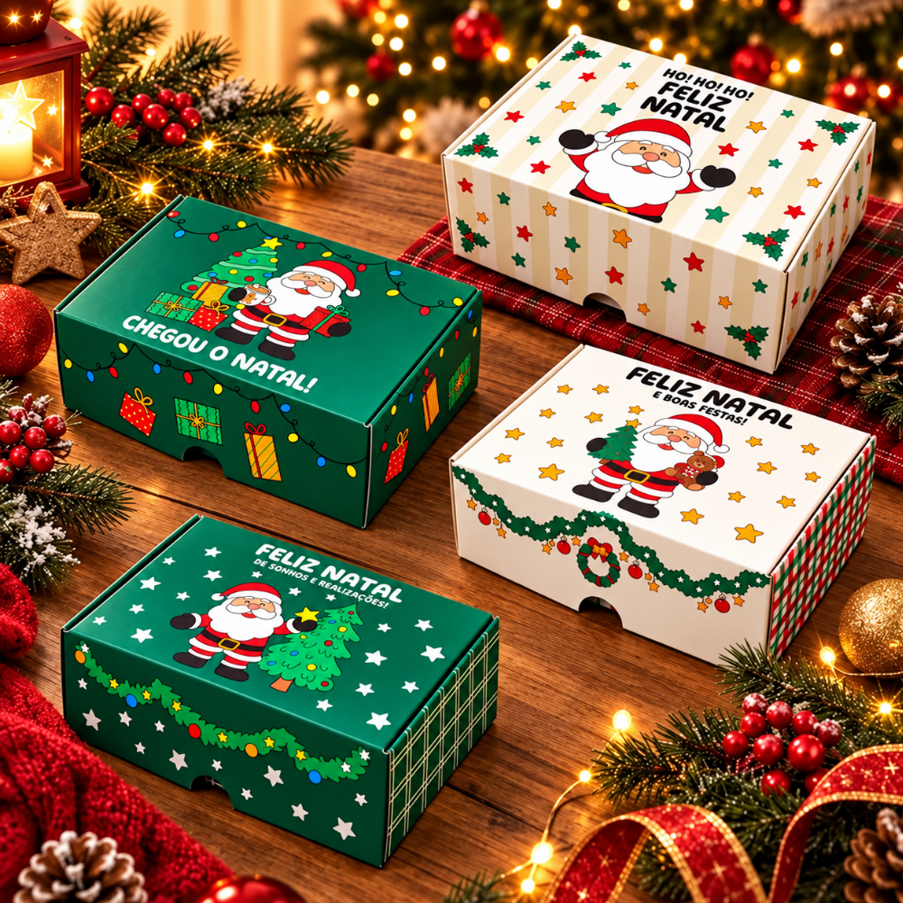 Caixa para Presente de Natal em Papel 12x8x4cm Multiart