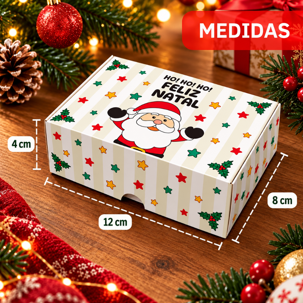 Caixa para Presente de Natal em Papel 12x8x4cm Multiart