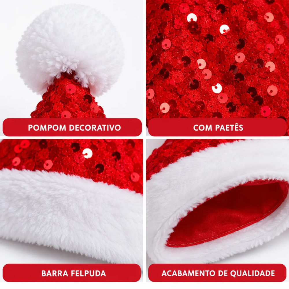 Gorro Natalino Papai Noel Vermelho e Branco 29x40cm Multiart