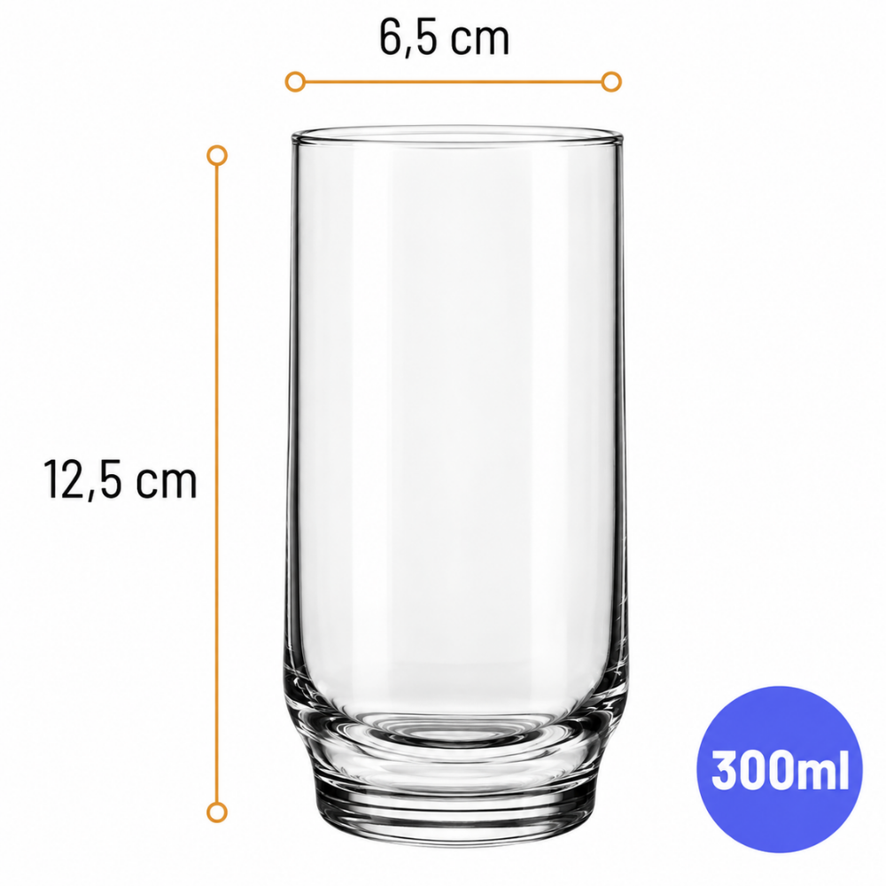 Conjunto com 6 Copos Lights 300ml Nadir - Cx com 3 Jogos