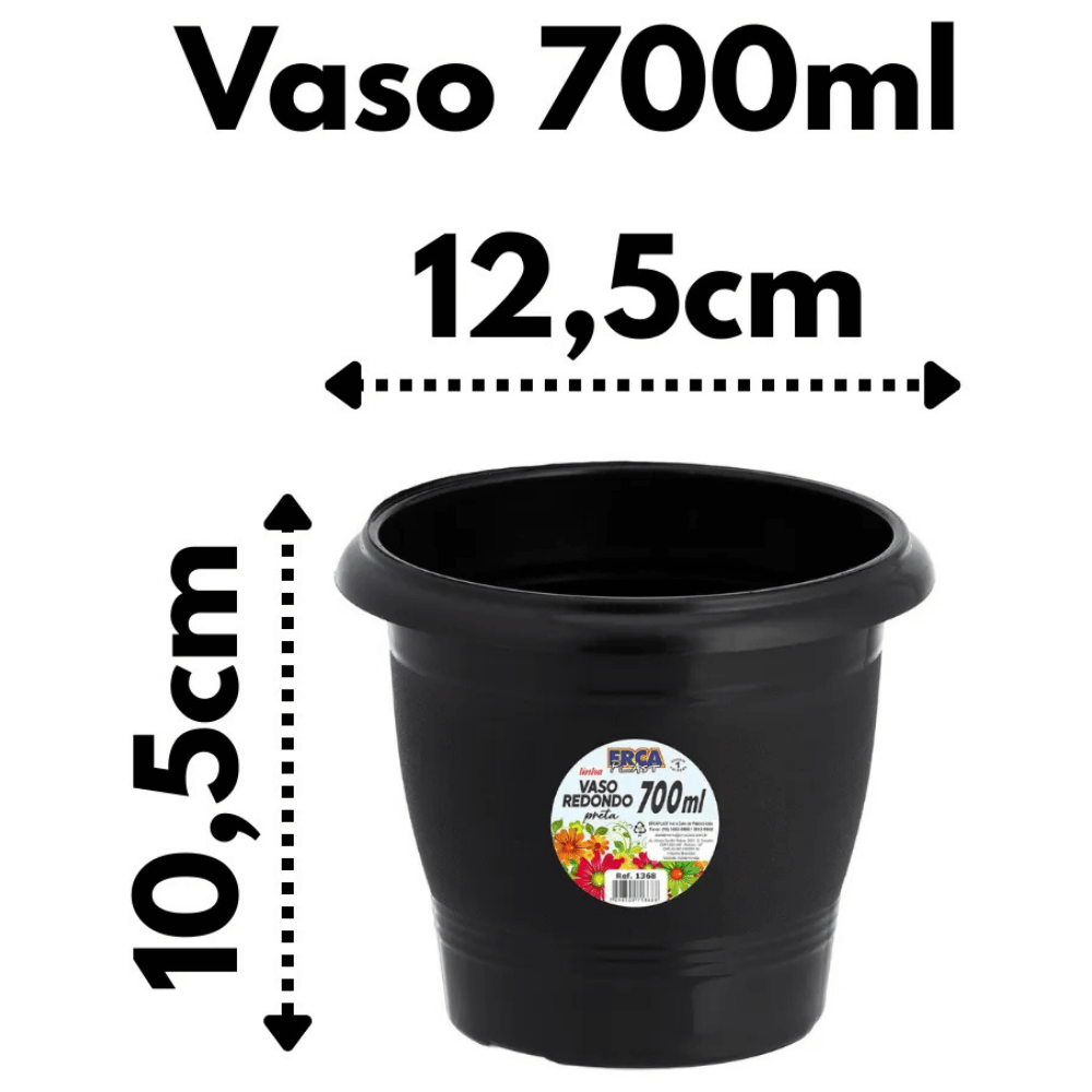Vaso Redondo Preto 700ml Ercaplast