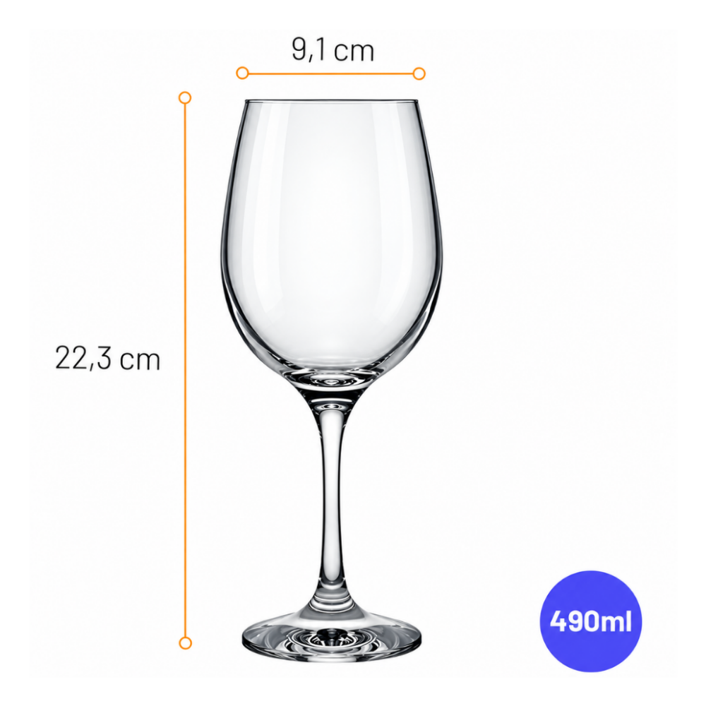 Taça Grande Barone Água 490ml Nadir - Cx 4 Unidades