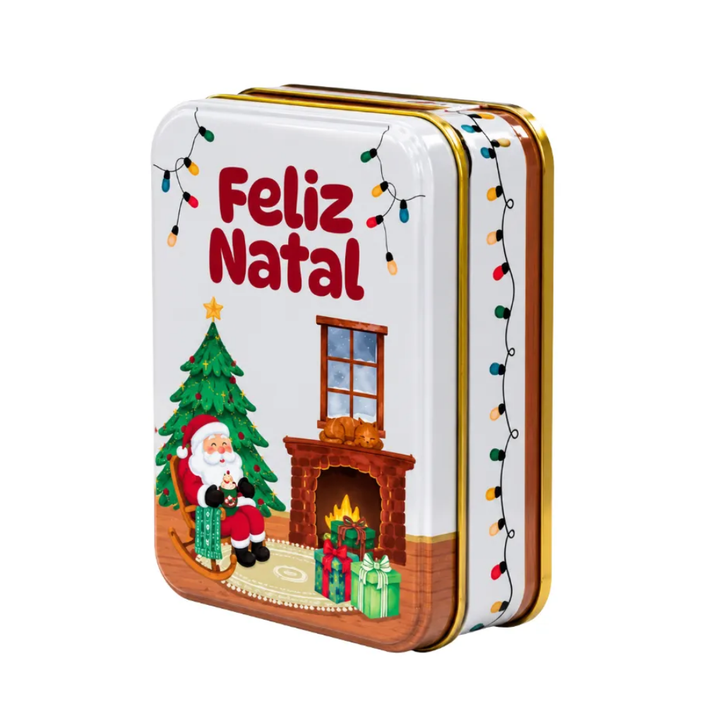Lata Decorativa Retangular de Natal 12,65x8,85x4,5cm Multiart