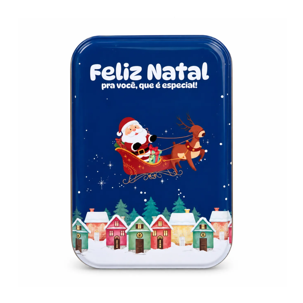 Lata Decorativa Retangular de Natal 12,65x8,85x4,5cm Multiart