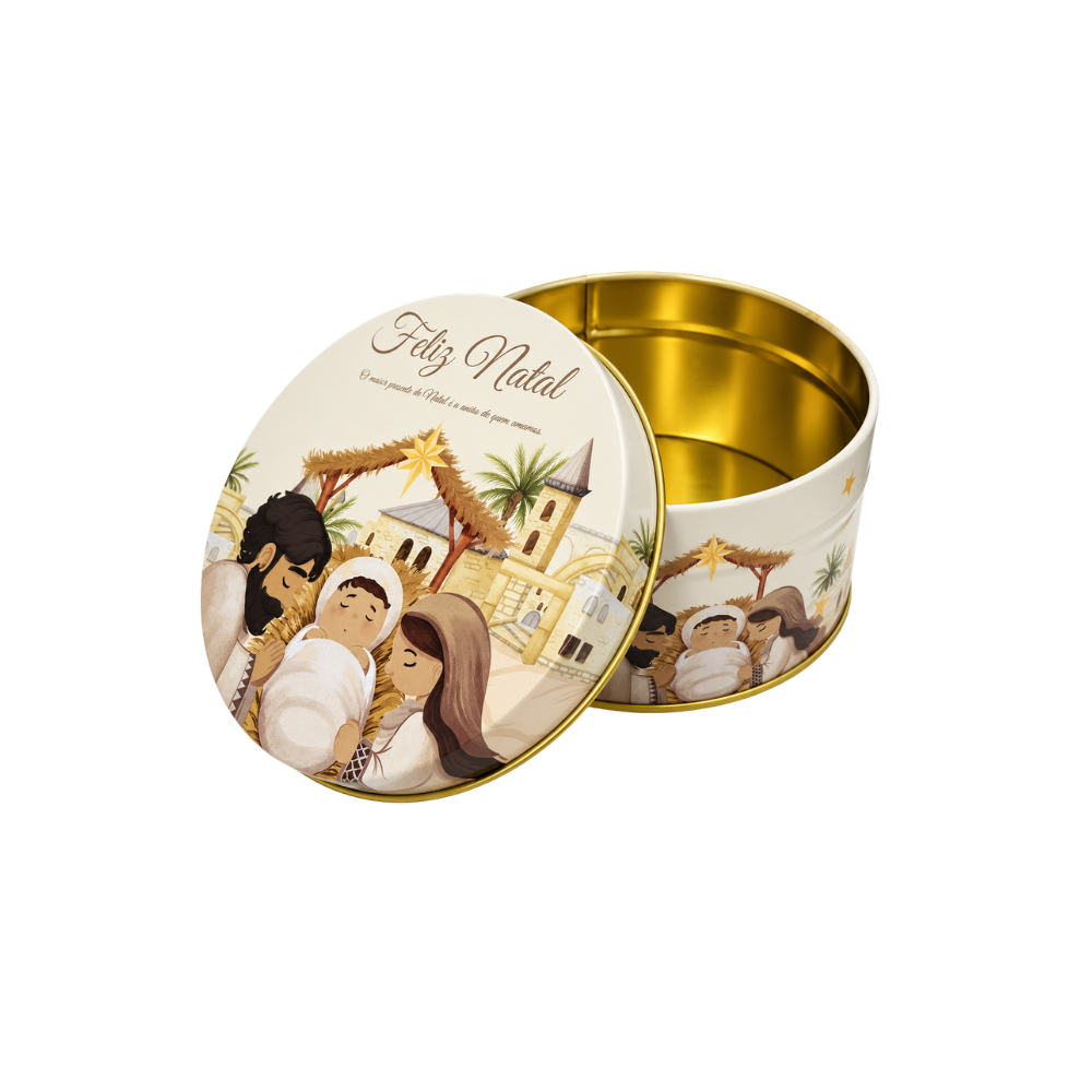 Lata Decorativa Redonda de Natal 10,9x6cm Multiart