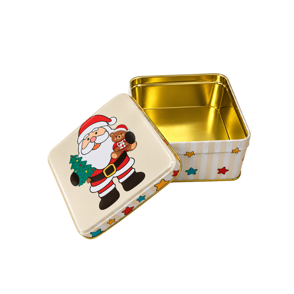 Lata Decorativa Quadrada de Natal 11x11x5,9cm Multiart