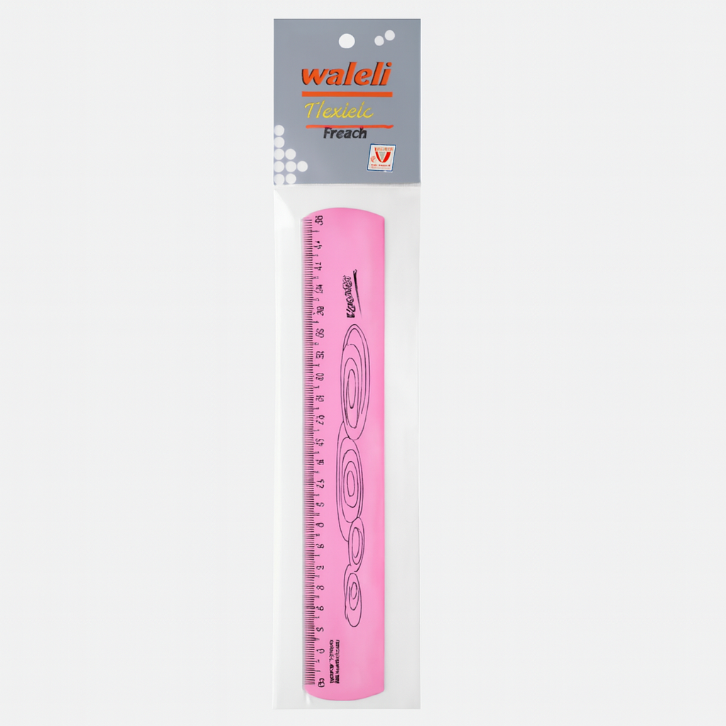 Regua 30Cm Flexivel Neon Rosa Waleu
