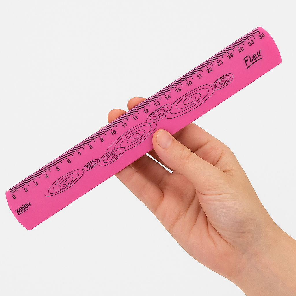 Regua 30Cm Flexivel Neon Rosa Waleu