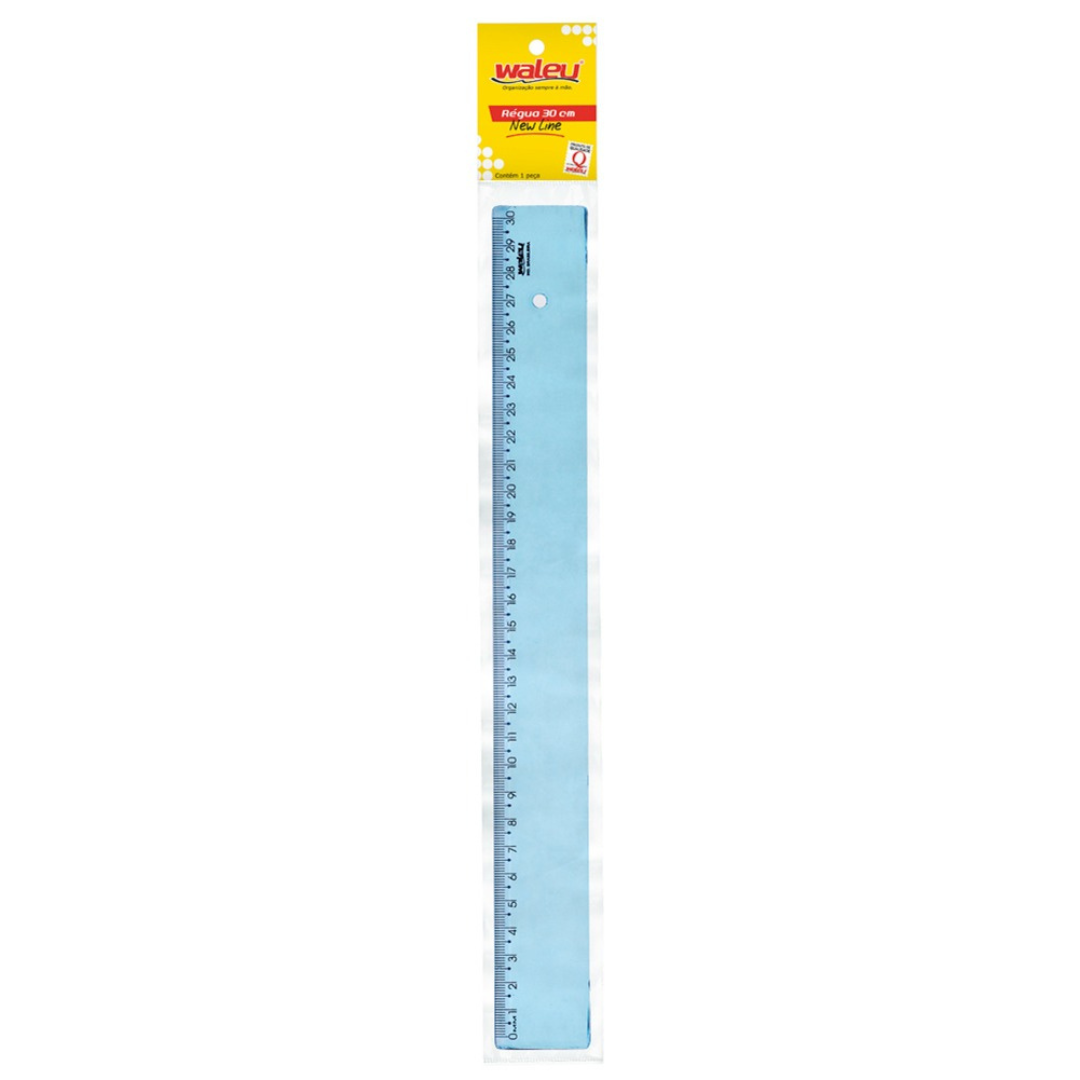 Regua 30Cm New Line Azul Waleu