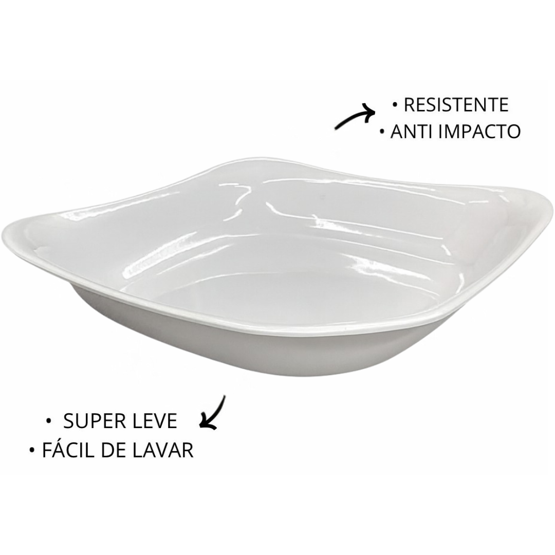 Saladeira Quadrada Branca Melamina Utilgoods