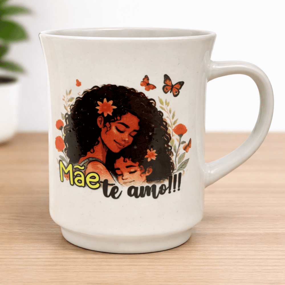 Caneca Americana Branca Decorada Mãe 220Ml Horacilio