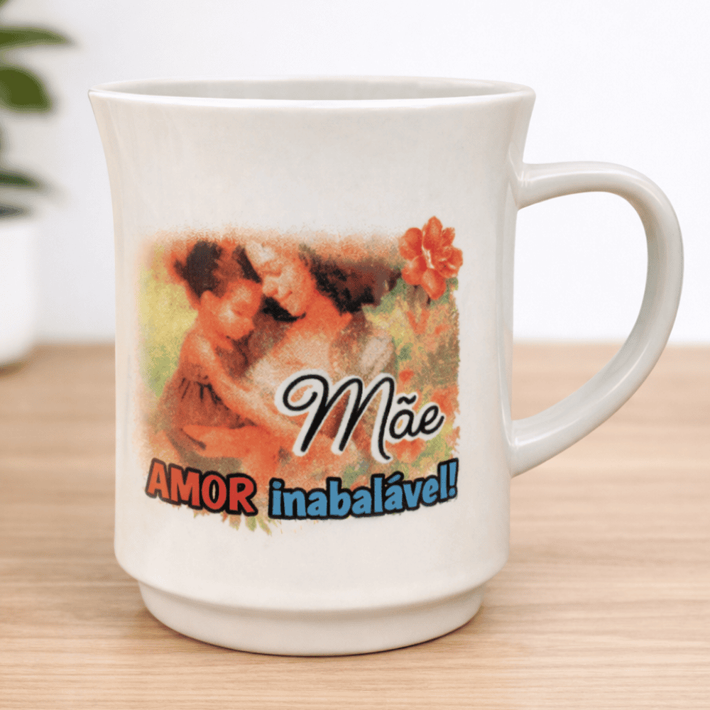 Caneca Americana Branca Decorada Mãe 220Ml Horacilio