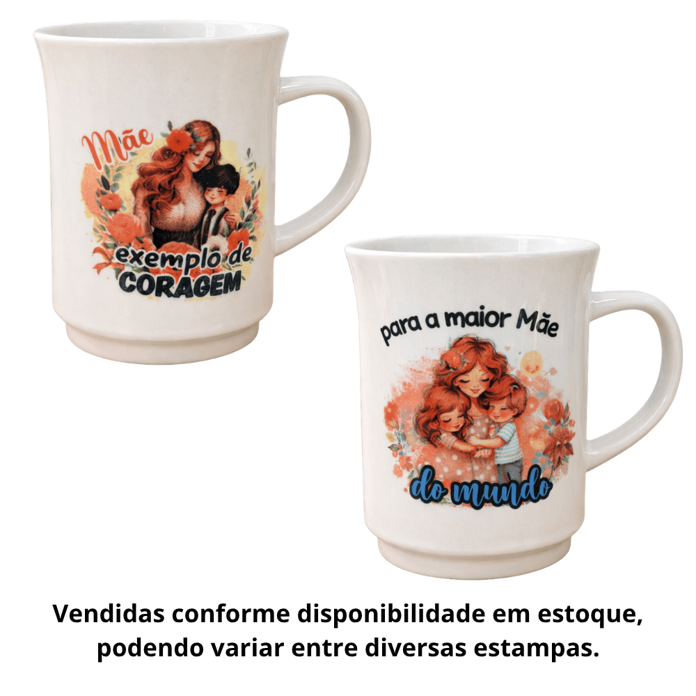 Caneca Americana Branca Decorada Mãe 220Ml Horacilio