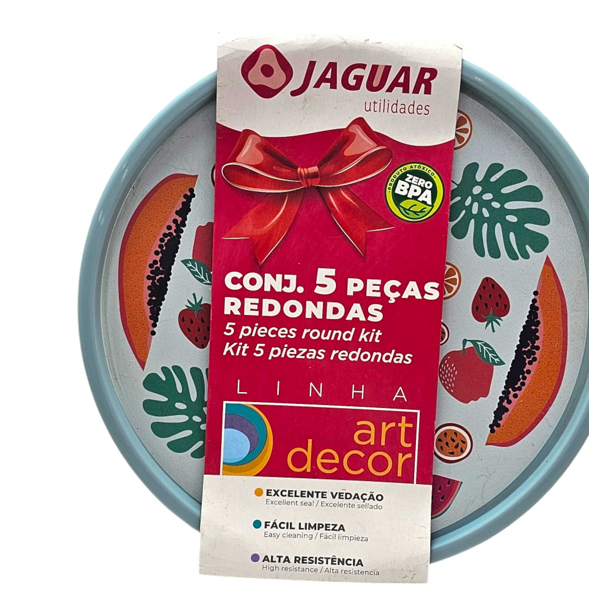 Conjunto Pote Mantimento Redondo 5 Peças Jaguar