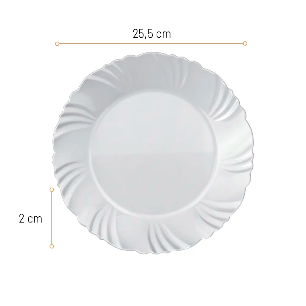 Prato Opaline Petala Raso Branco Duralex Nadir - Cx 24 Unidades