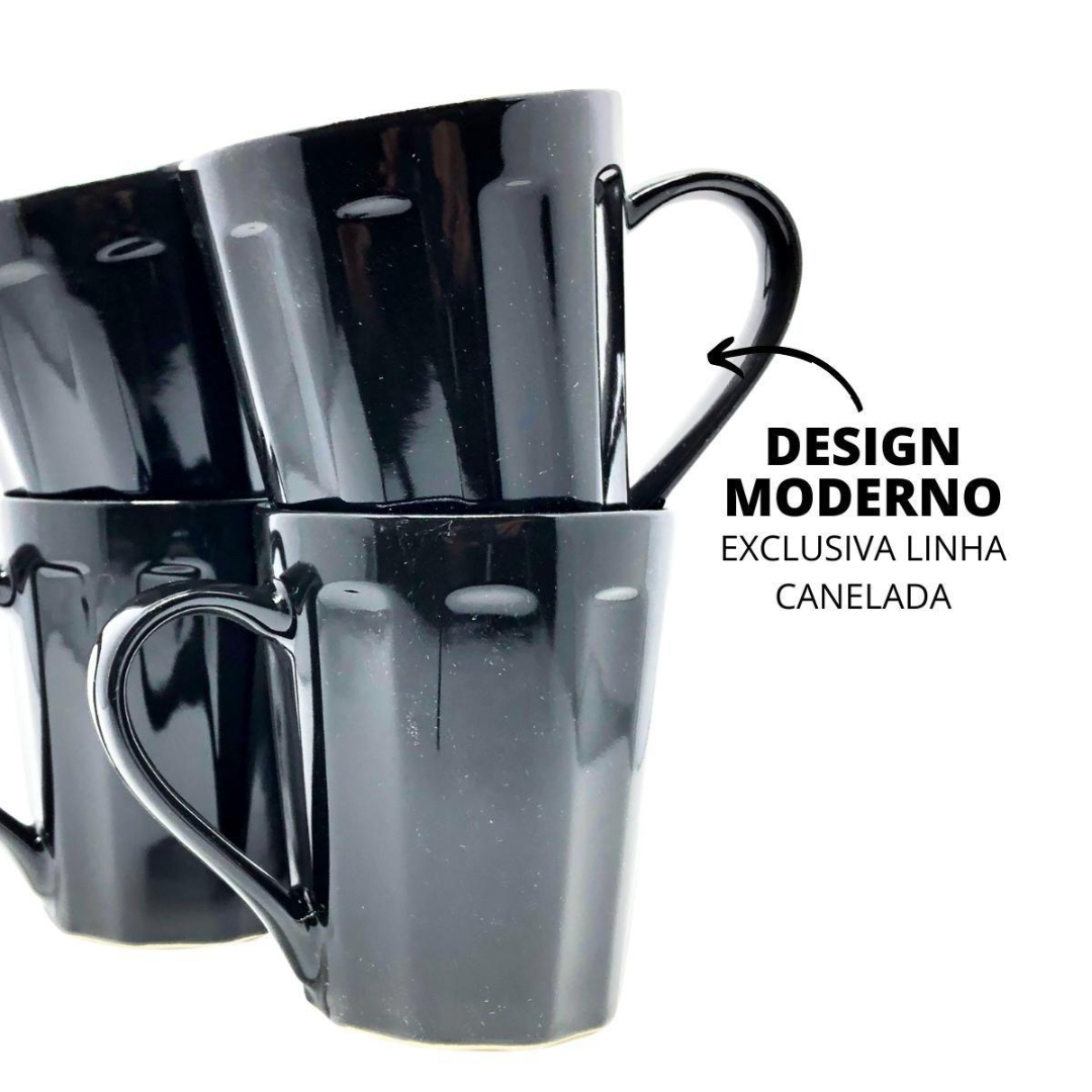 Caneca Canelada Preto Rr  - Cx 12 Unidades