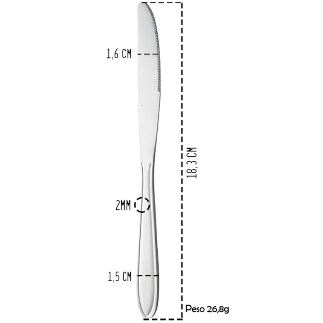 Faca De Sobremesa Inteirico 18Cm Chazak  - Cx 24 Unidades