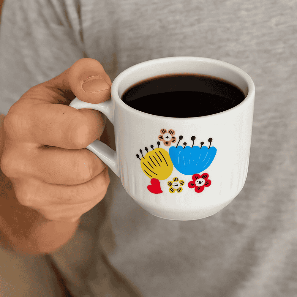 Xícara De Chá Relevo Branca Decorada Horacilio - Cx 12 Unidades