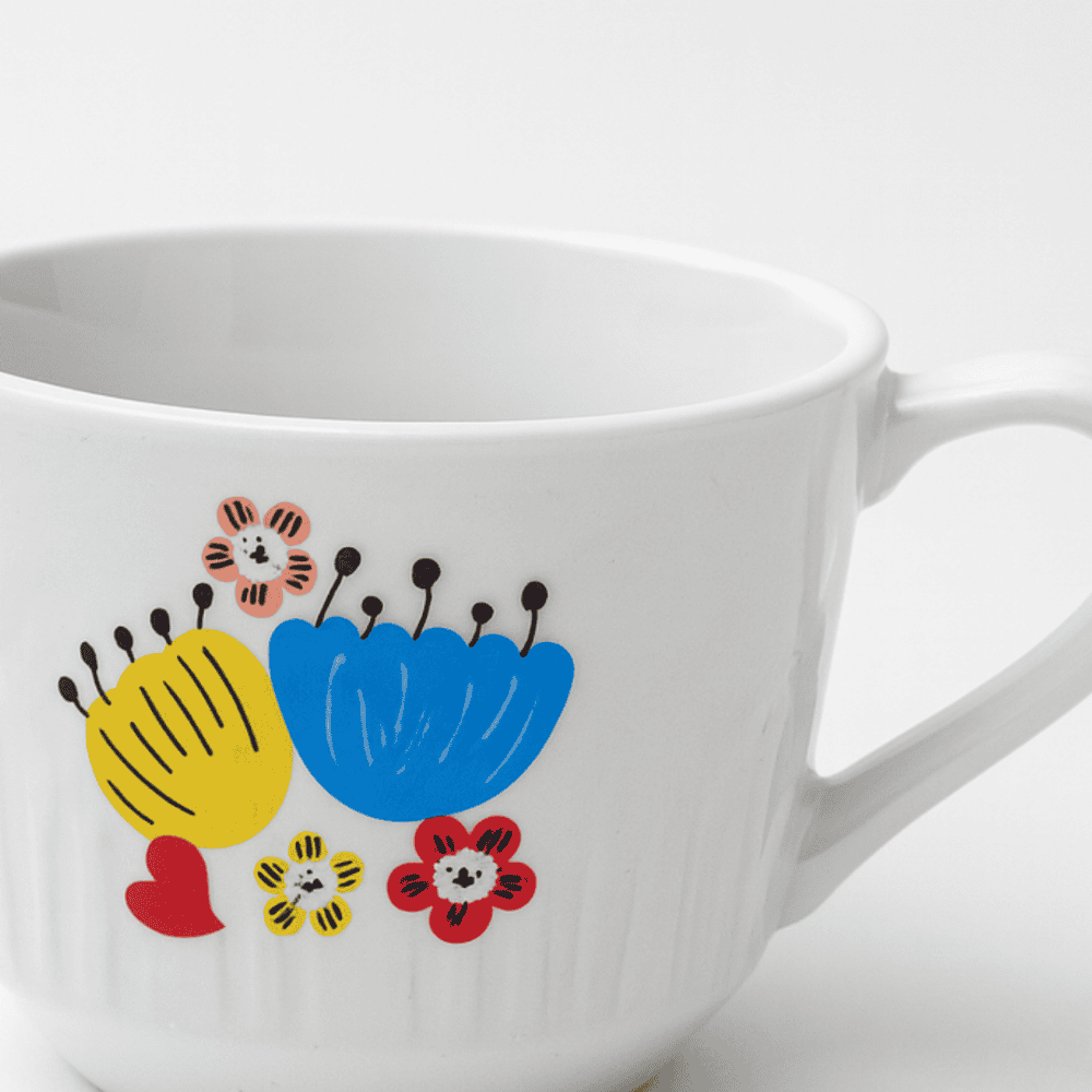 Xícara De Chá Relevo Branca Decorada Horacilio - Cx 12 Unidades