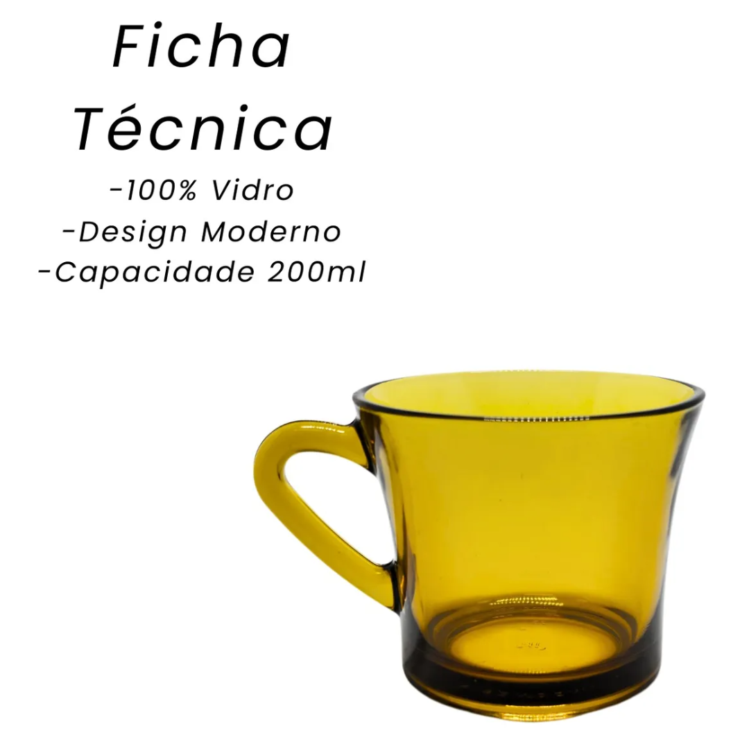 Xícara Âmbar Sino Original Glass 200Ml - Cx 12 Unidades