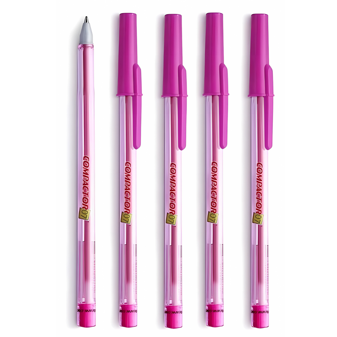 Caneta Esferográfica 0,7Mm Pink Compactor - Cx 25 Unidades