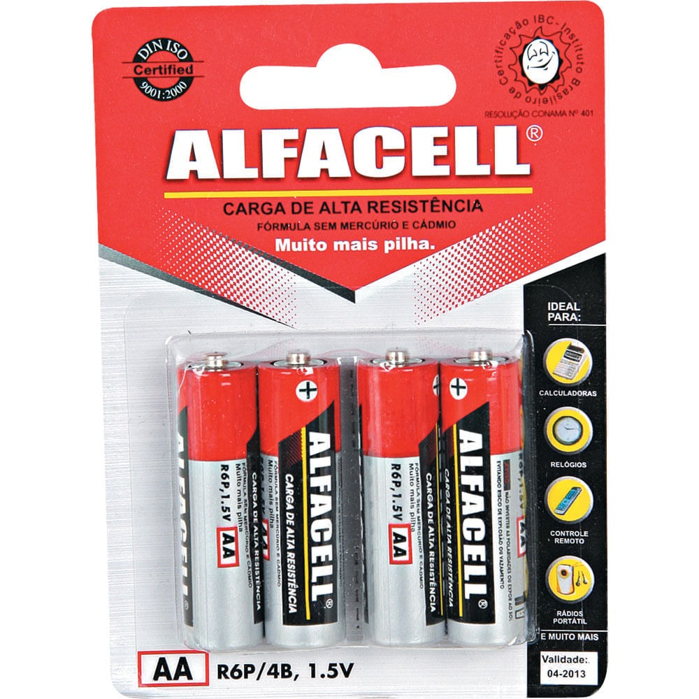 Pilha Aa Tubo Alfacell  - Cx 15 Unidades