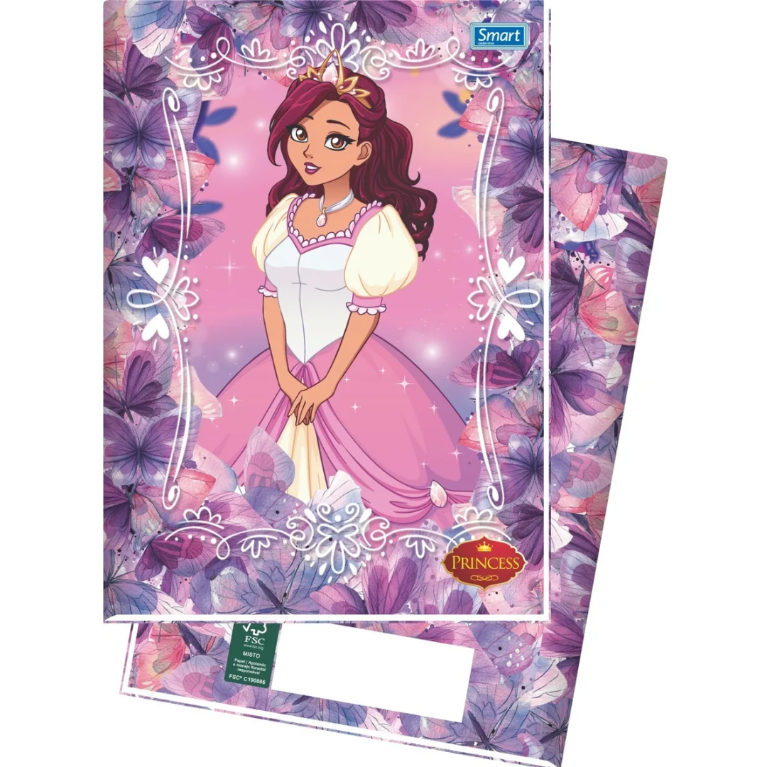 Caderno 1/4 Princess Broch Cd 80Fls Smart  - Cx 12 Unidades