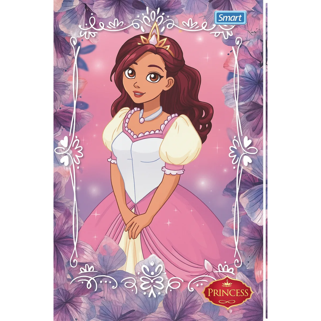 Caderno 1/4 Princess Broch Cd 80Fls Smart  - Cx 12 Unidades