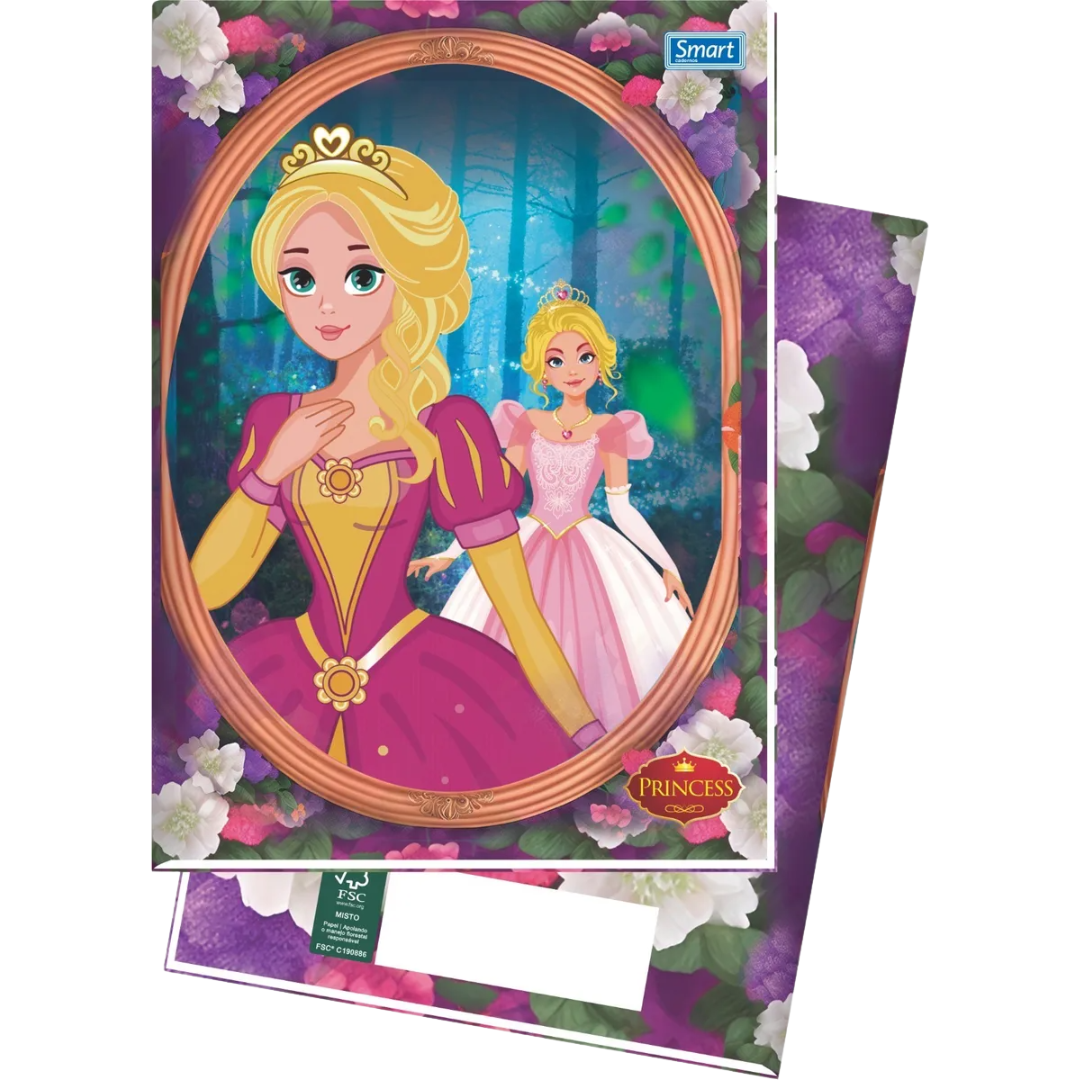Caderno 1/4 Princess Broch Cd 80Fls Smart  - Cx 12 Unidades