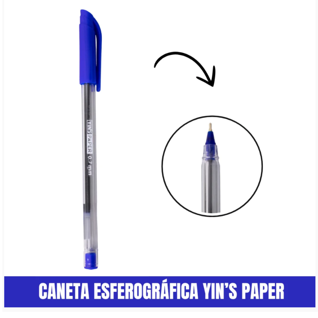 Caneta Esf Yinlux Azul 0,7Mm Yins  - Cx 24 Unidades