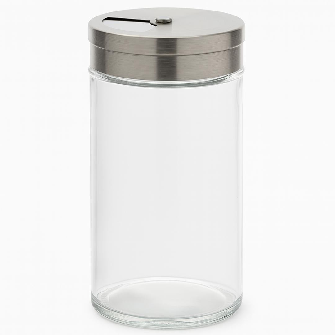 Pote De Vidro C/Tp Dosadora Inox Coliseu  - Cx 12 Unidades