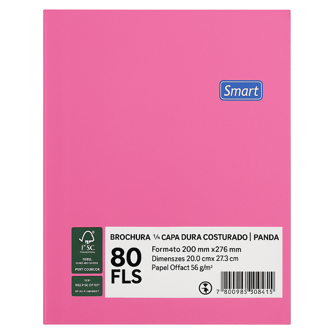 Caderno Panda Brochurao Cd 80Fls Smart - Cx 12 Unidades
