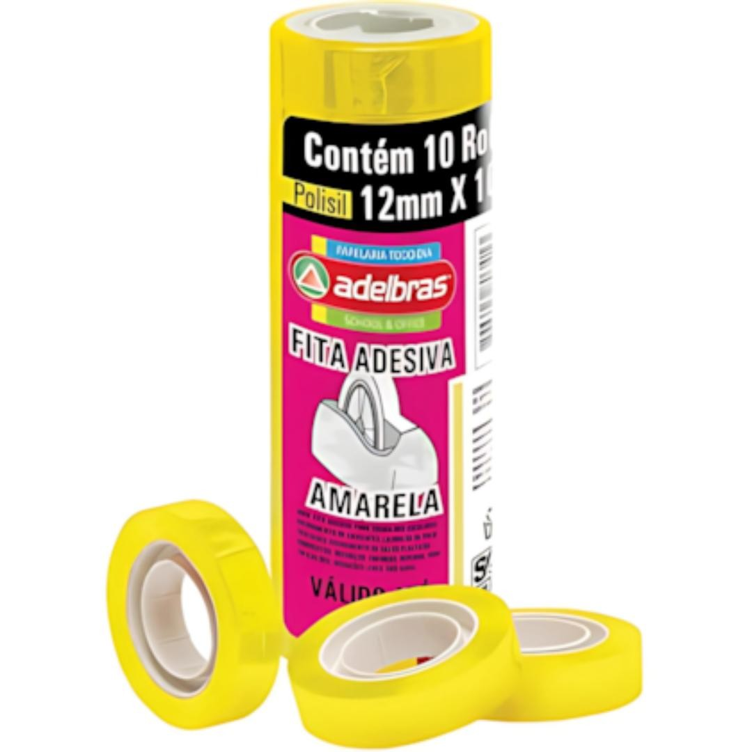 Fita Polisil Amarelo 12X10 Uni Adelbras - Cx 10 Unidades