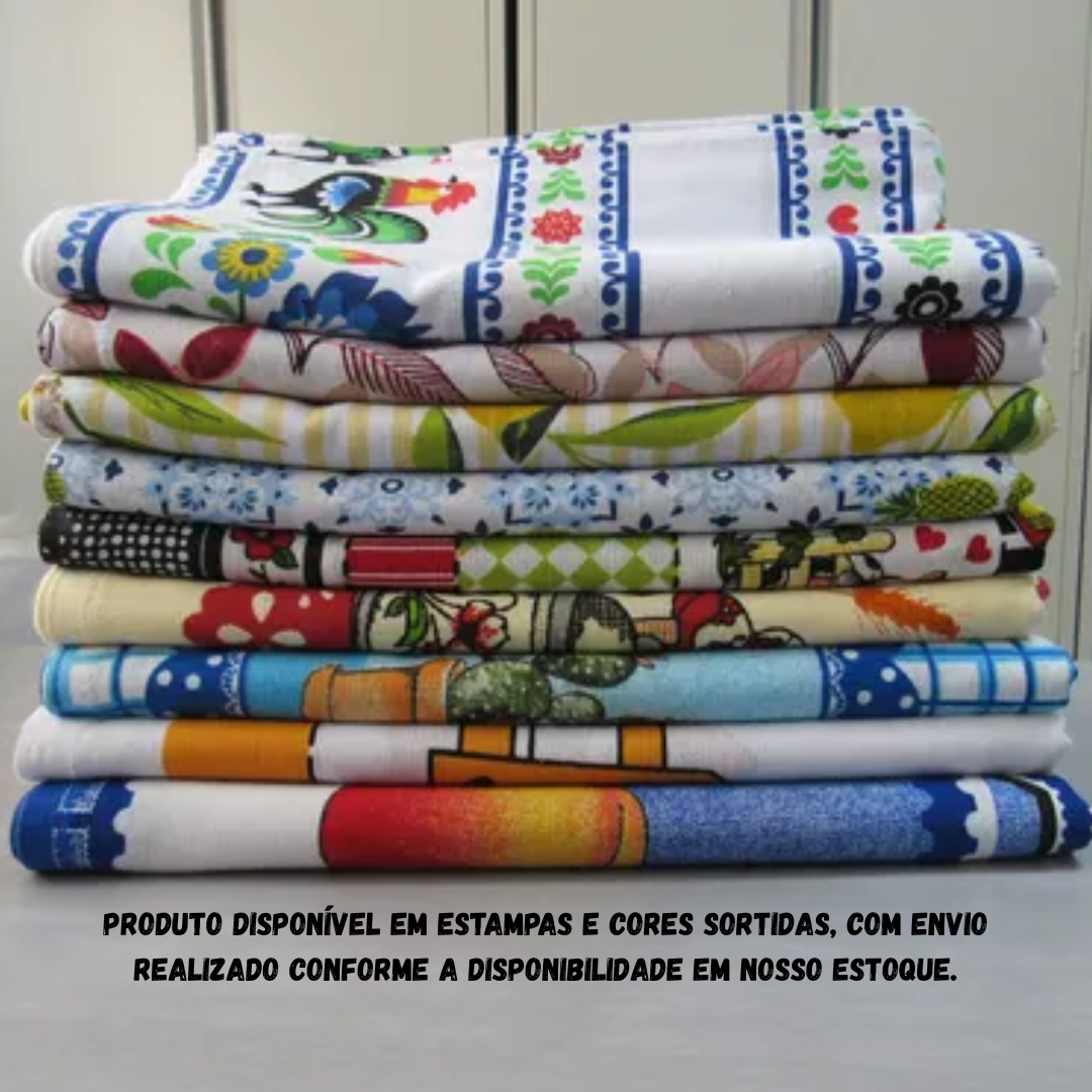 Pano de Prato Algodão Estampado Etamer - Cx 12 Unidades