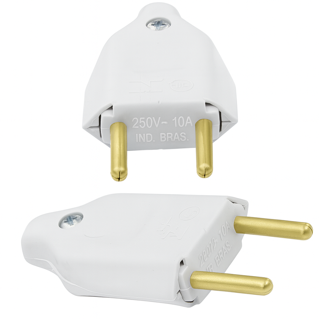 Pino Macho Desm Bipolar Br 2Pt 10A/250V Forlux - Cx 12 Unidades