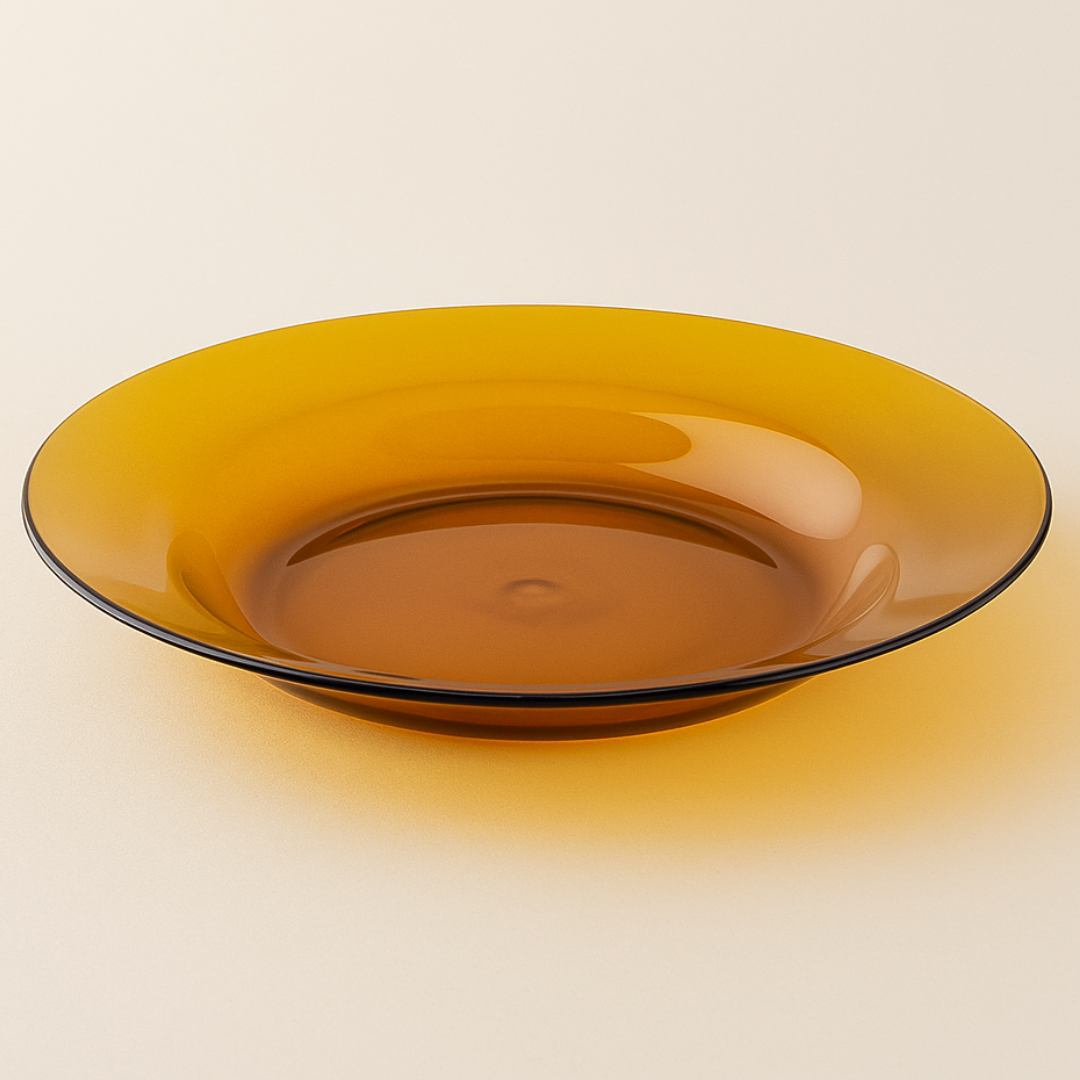 Prato Ambar Liso 22,6Cm Original Glass  - Cx 12 Unidades